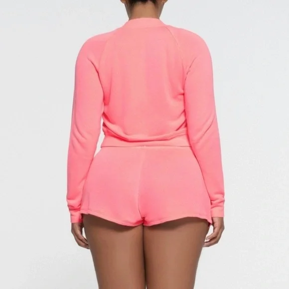 NWT Skims French Terry Zip Up Hoodie - Coral - S- SOLD OUT! - Picture 3 of 9